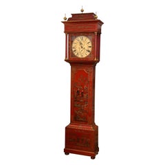 Antique 19th Century Red Chinoiserie Decorated Clock