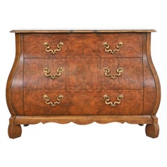 Baker Furniture Dutch Louis XV Burled Walnut Bombay Chest or Commode