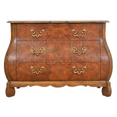 Used Baker Furniture Dutch Louis XV Burled Walnut Bombay Chest or Commode