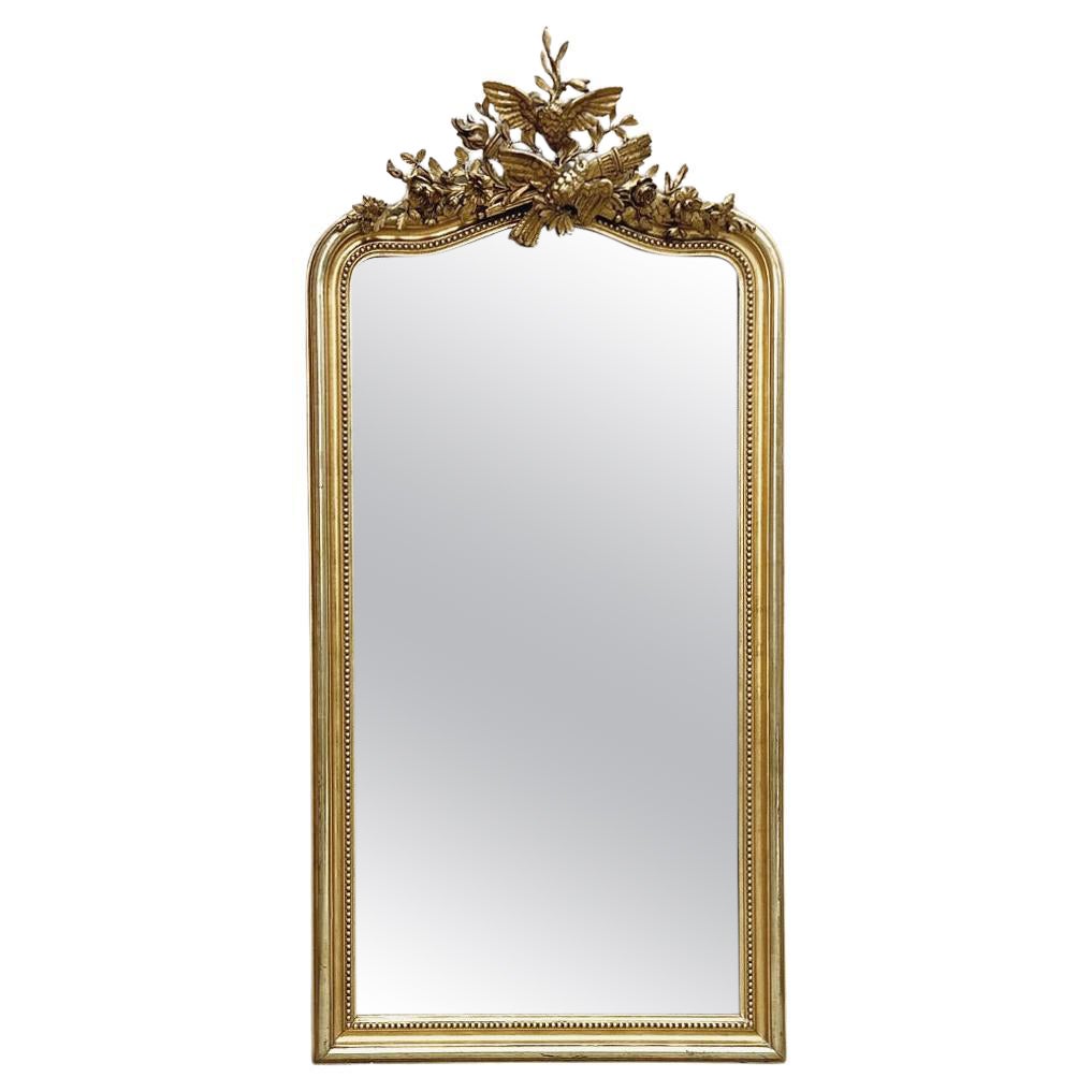 Grand 19th Century French Louis XVI Gilded Mirror For Sale