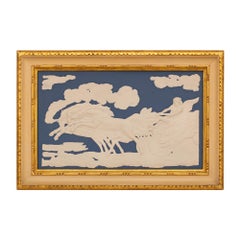 Inglés s. XIX Placa neoclásica de San Wedgwood, jaspe blanco y madera dorada