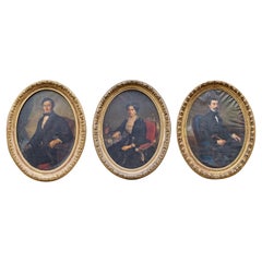 Suite of 3 large portraits from 19th century by Jules Laure