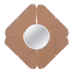 Used French Art Deco Peach Colored Wall Mirror