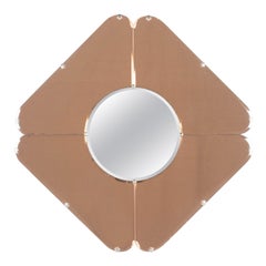 French Art Deco Peach Colored Wall Mirror