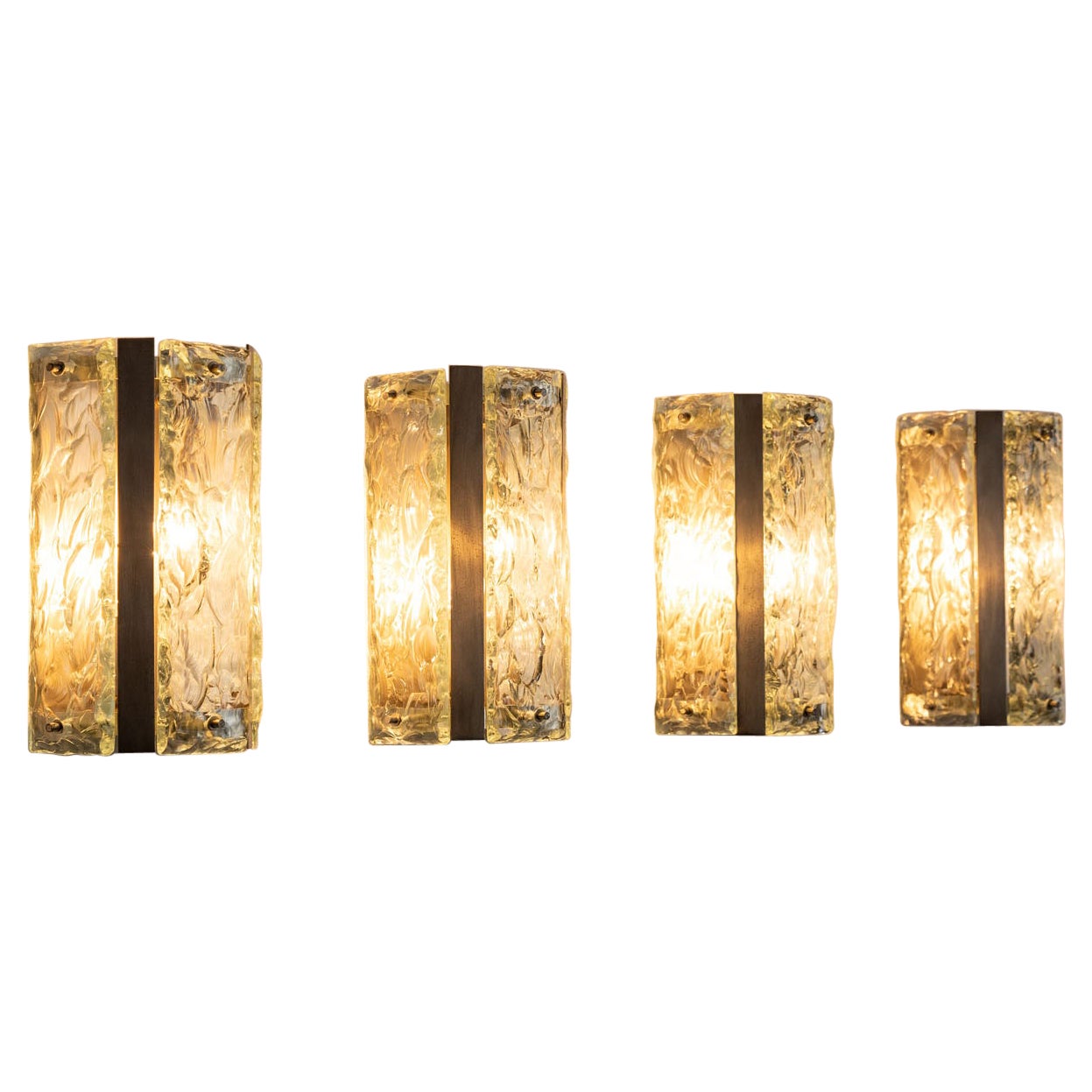 Midcentury set of four wall lights attributed to Fontana Arte, Italy 1960 For Sale