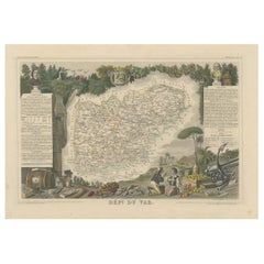 La mappa illustrata del Dipartimento del Var dall'Atlas National Illustré, 1856