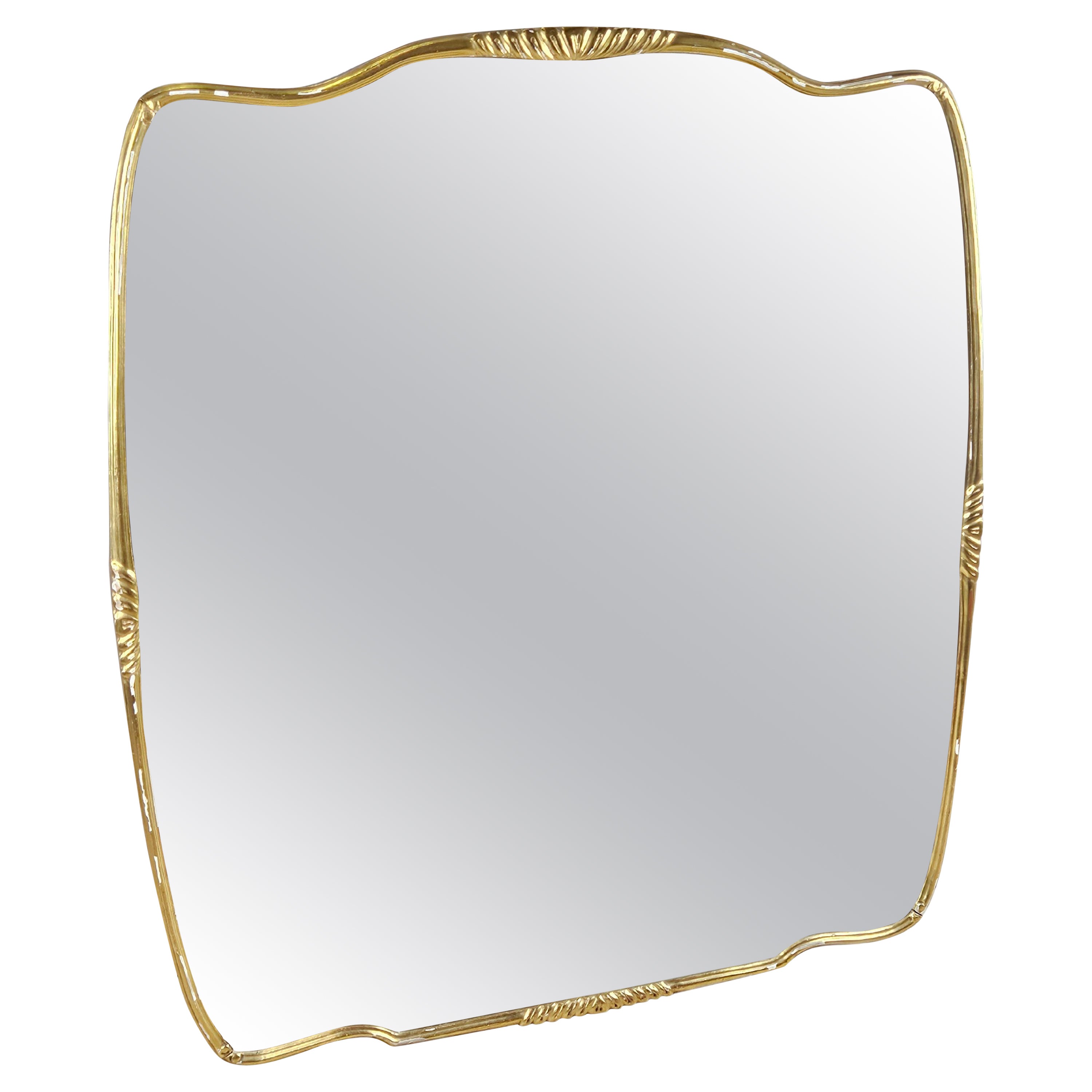 1950s mirror in gold lacquered wood For Sale