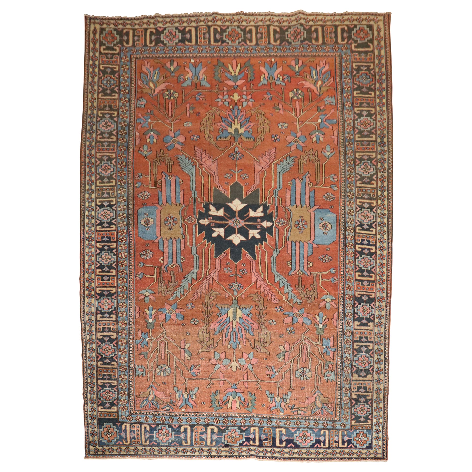 Zabihi Collection Decorative Antique Persian Heriz Rug
