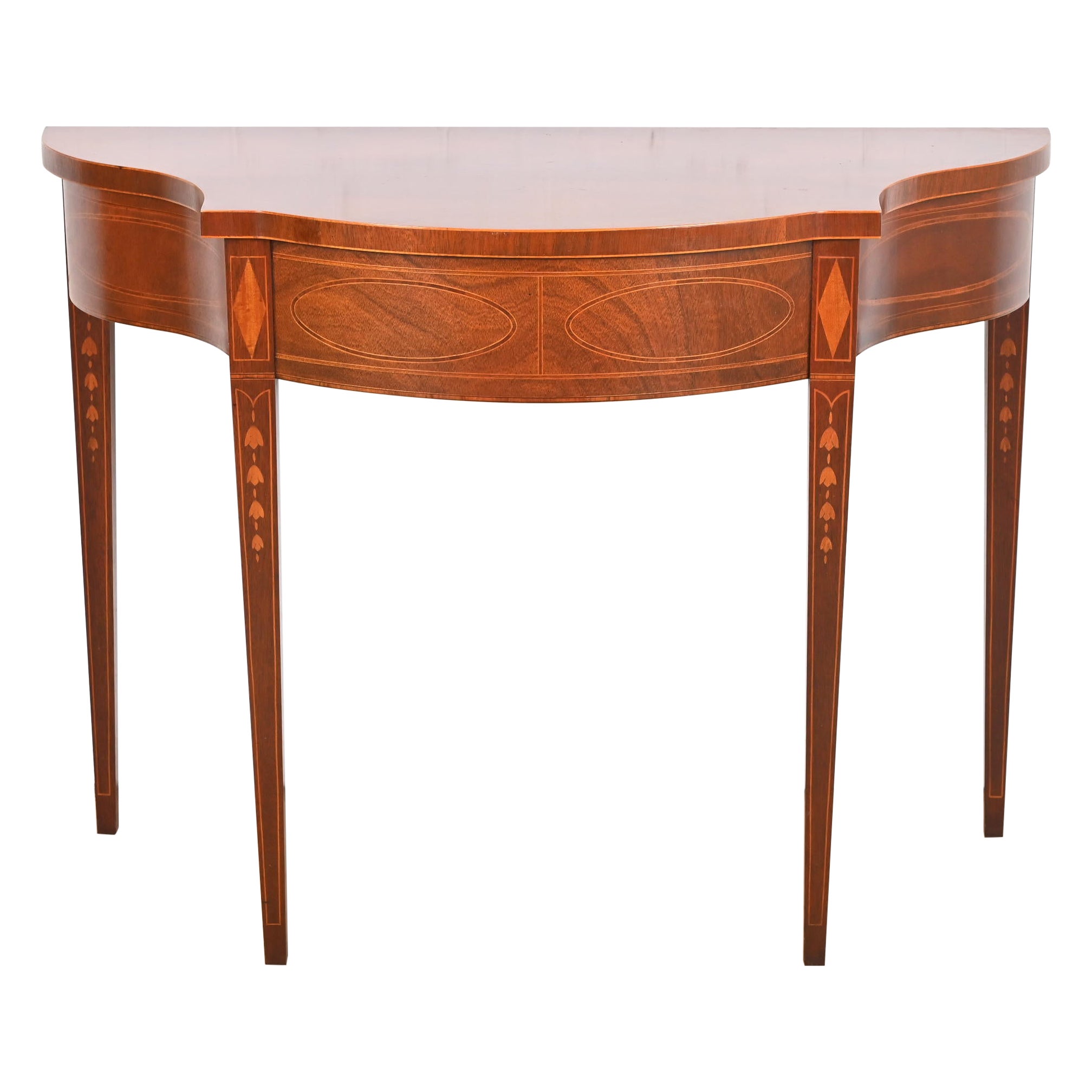 Baker Furniture Historic Charleston Federal Inlaid Mahogany Console Table For Sale