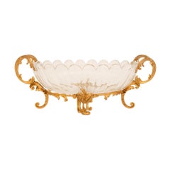 Centre de table français du 19ème siècle de style Louis XV en ormolu et cristal de Baccarat
