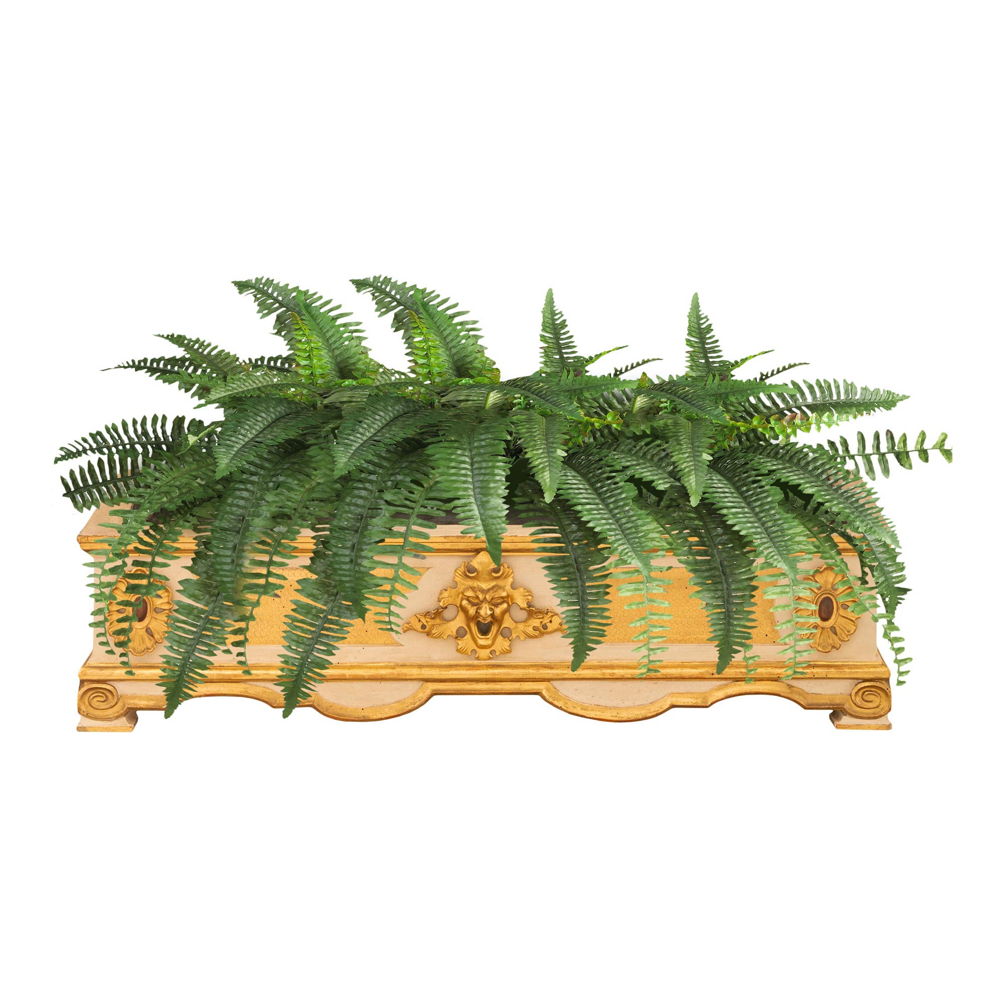 Jardinière baroque italienne du 19ème siècle en bois patiné et bois doré