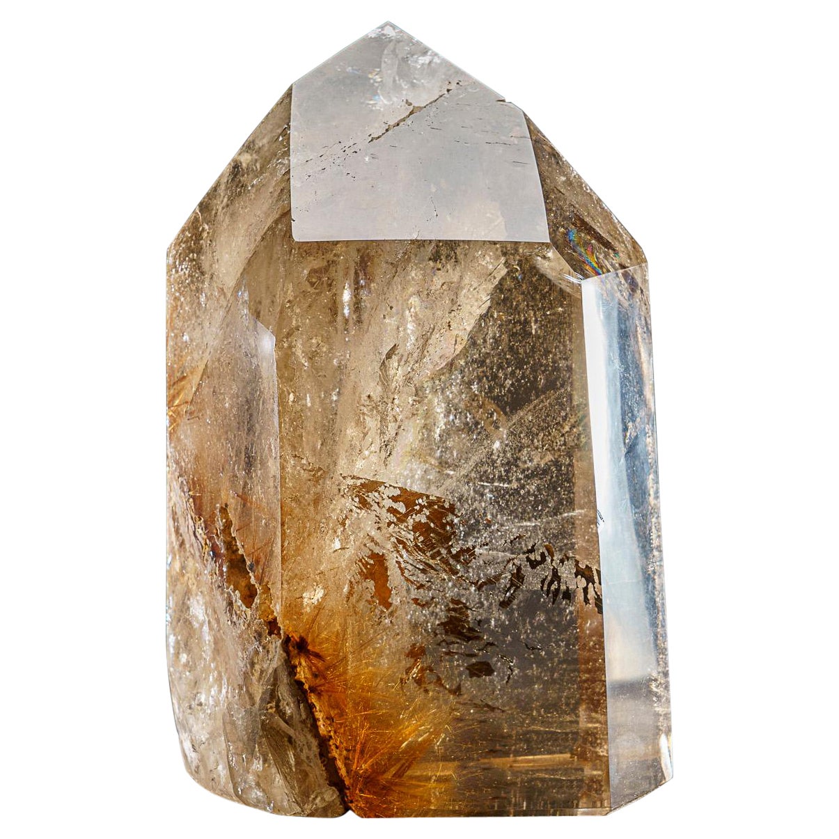 Grand point de cristal de quartz fumé authentique du Brésil (17.5 livres)