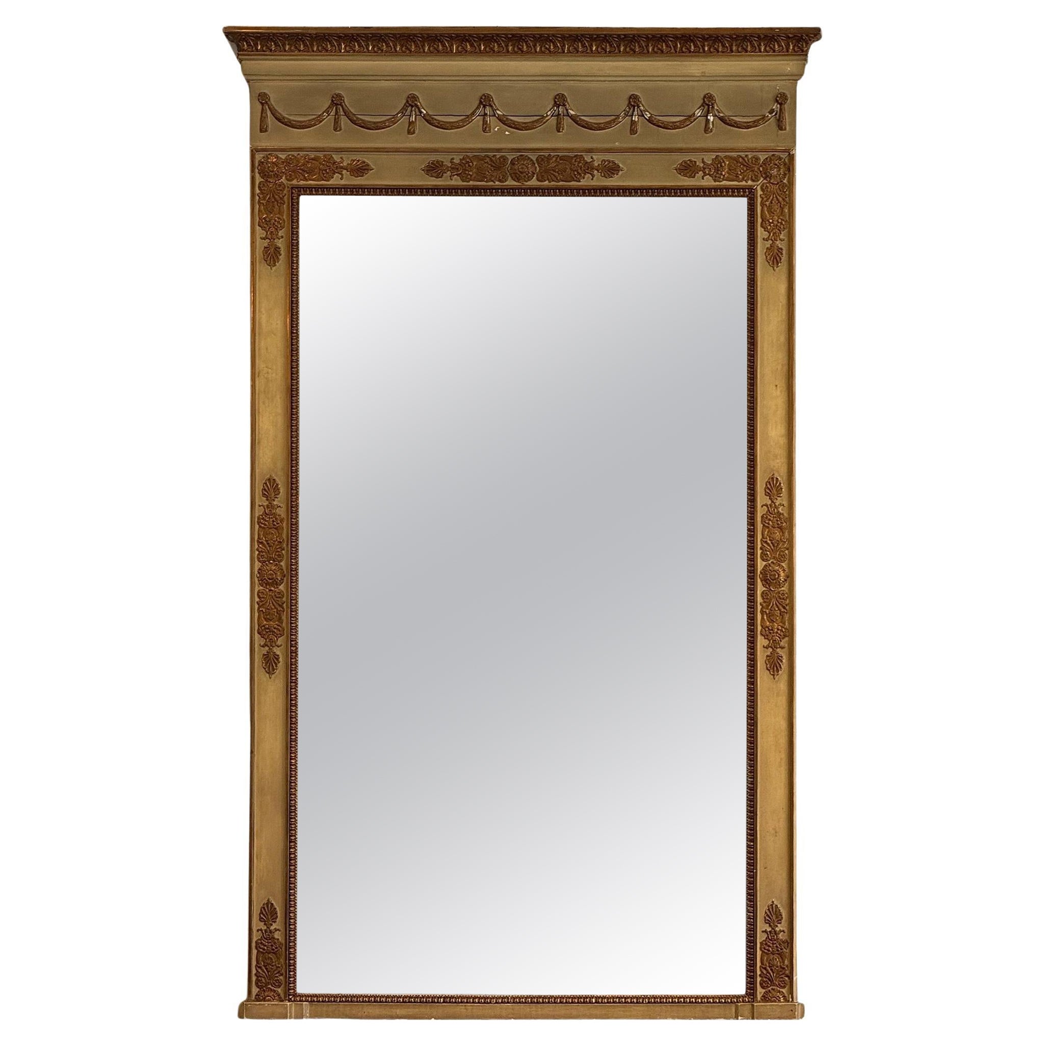 Miroir en bois doré et peinture française du milieu du 19e siècle en vente