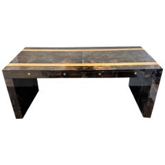Lacquered Bown/Beige Desk 