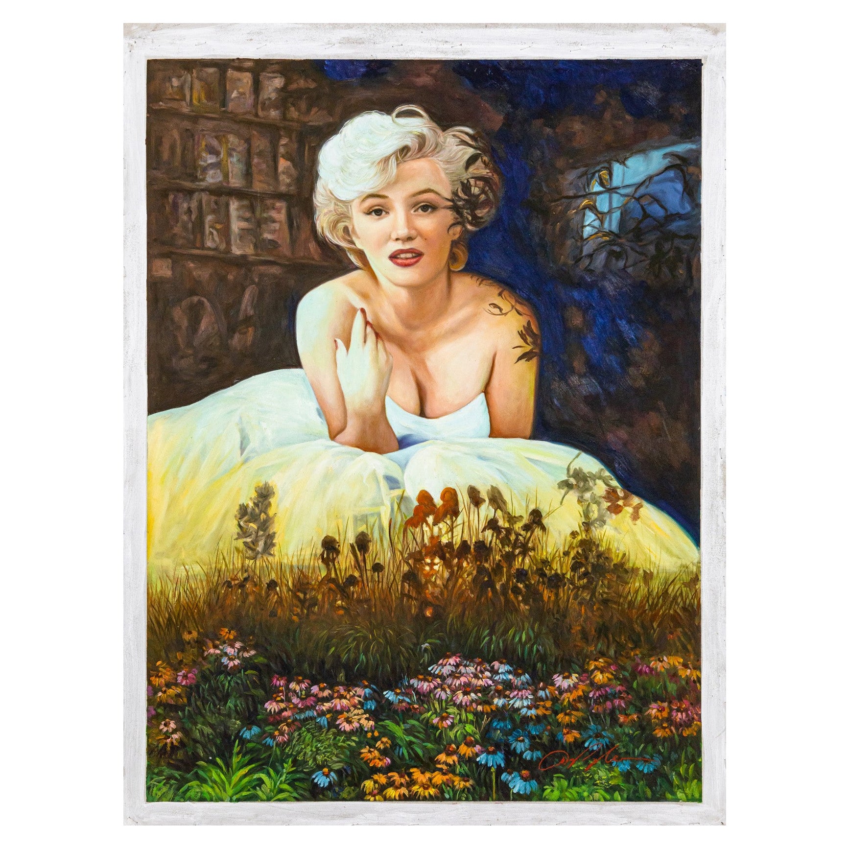 Dominic Pangborn, Marilyn in Nature, signiertes Gemälde in Mischtechnik aus Acryl auf Leinwand