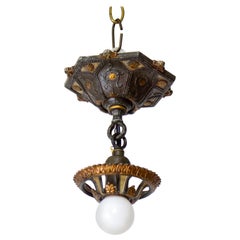 Vintage 1920's Riddle Polychrome Pendant Light