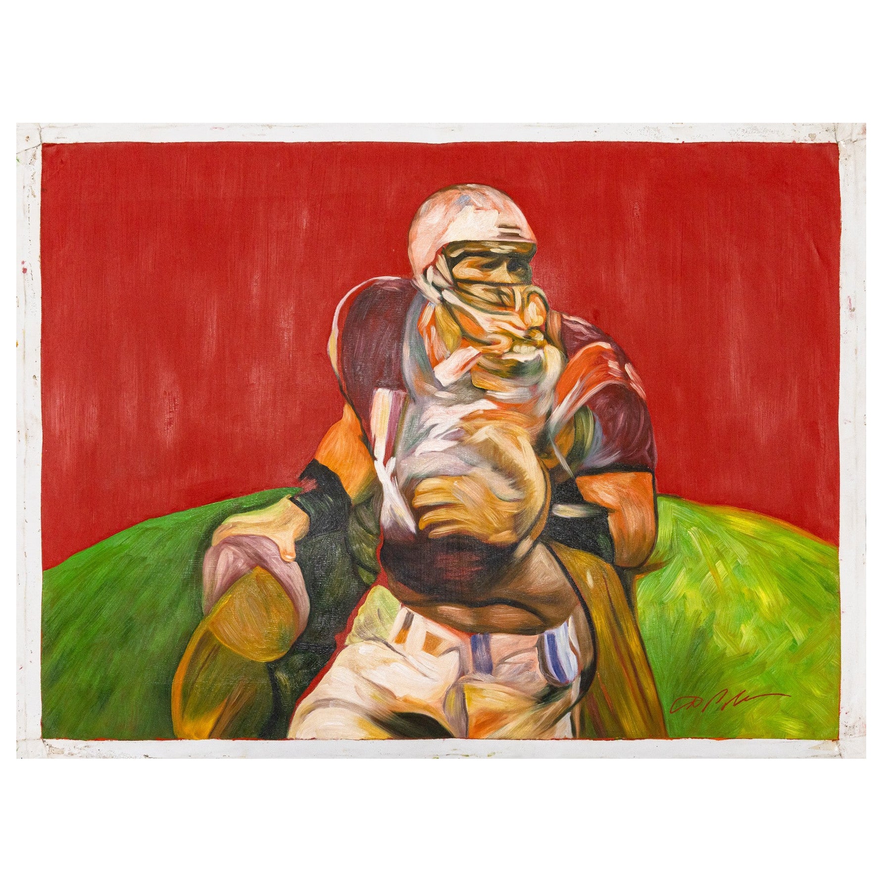 Dominic Pangborn 1st Down Signed Unique Contemporary Acrylic Painting on Stretch For Sale