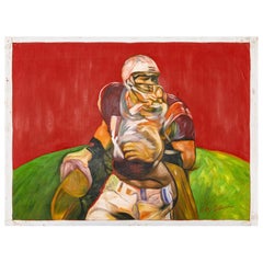 Retro Dominic Pangborn 1st Down Signed Unique Contemporary Acrylic Painting on Stretch