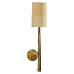 Vintage Danish Designer, Wall Light, Brass, Fabric, Denmark, 1950s