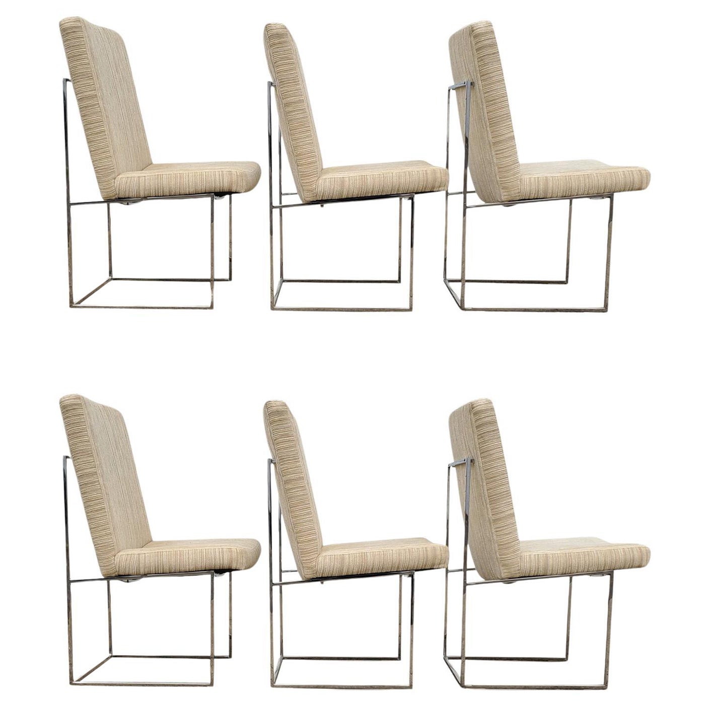 Milo Baughman for Thayer Coggin ' Thin Line ' Chrome Dining Chairs For Sale