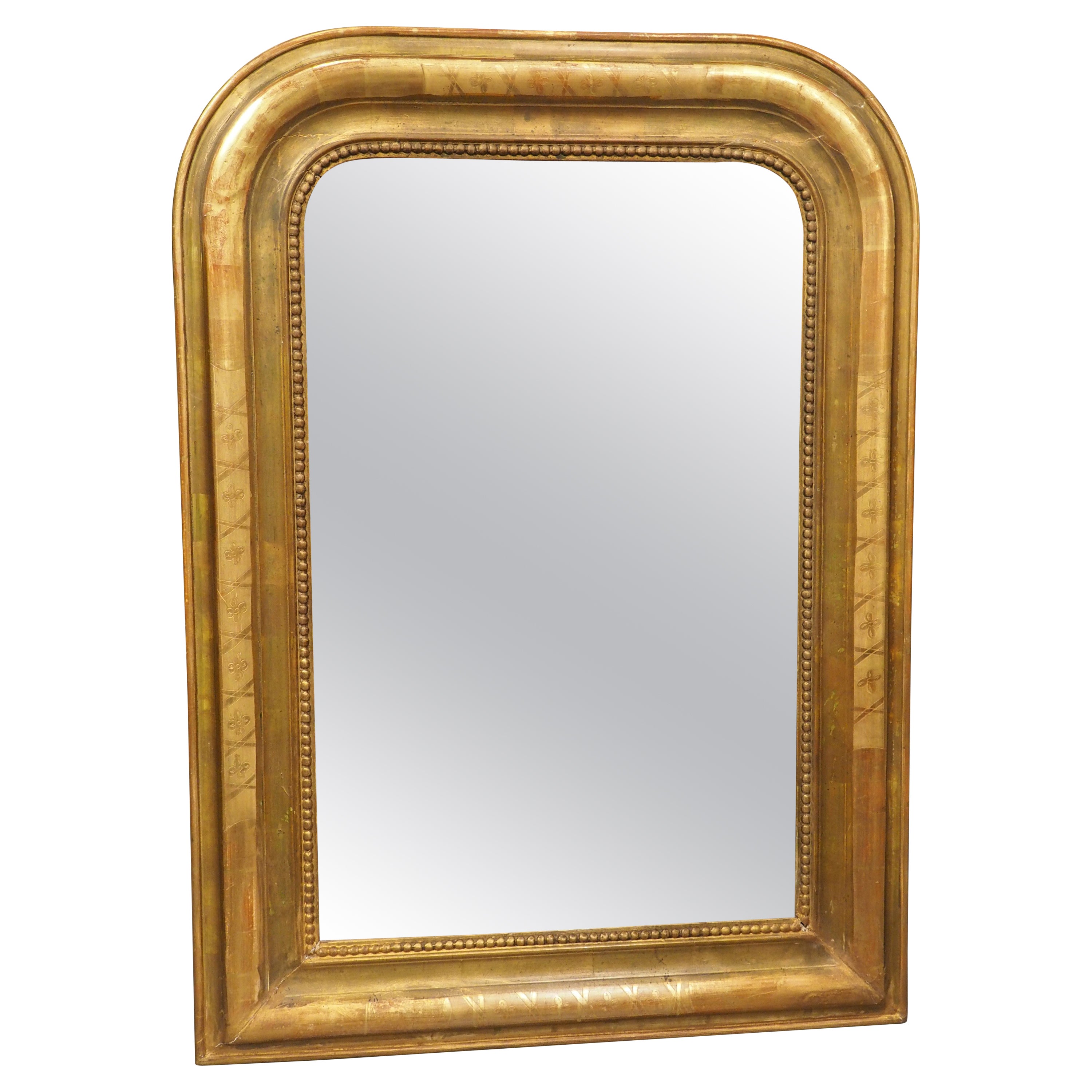 Small Antique French Louis Philippe Mirror with X-Pattern, 19th Century