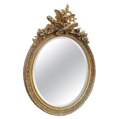 Antique miroir ovale doré français Louis XVI