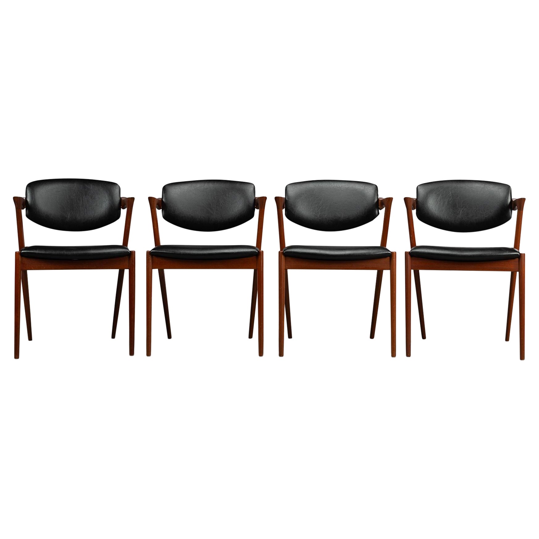 Danish Mid-Century Teak Z-Chair, Model 42, by Kai Kristiansen, 1960s, Set of 4