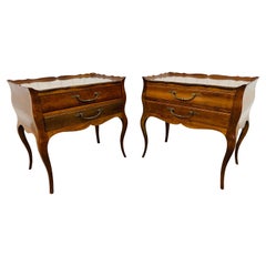 Vintage French Style Cherry Wood Nightstands - Set of 2
