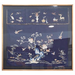 Jolie couverture de table chinoise ancienne en soie avec détails complexes Période Qing