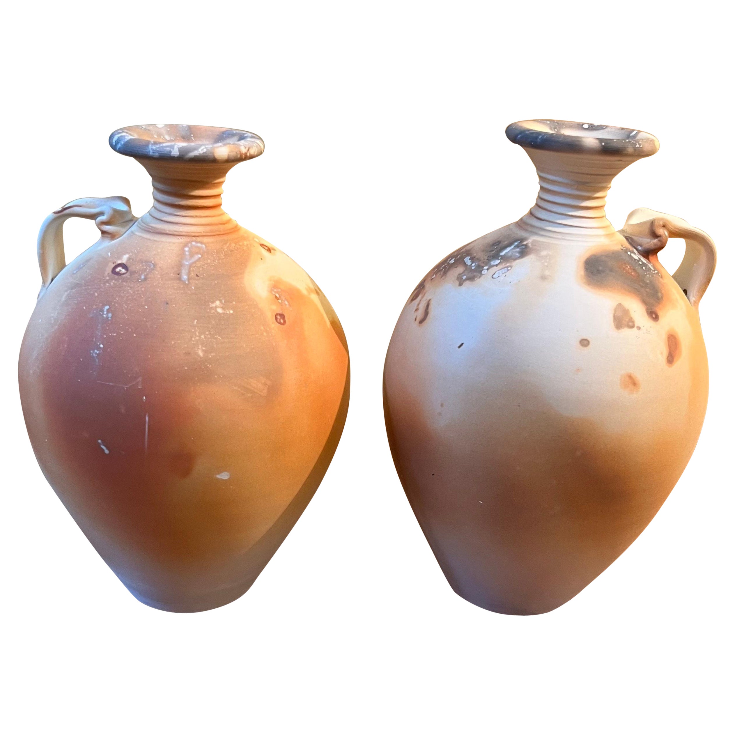 Australian Studio Pottery Vase Pair by Rod Pedler For Sale