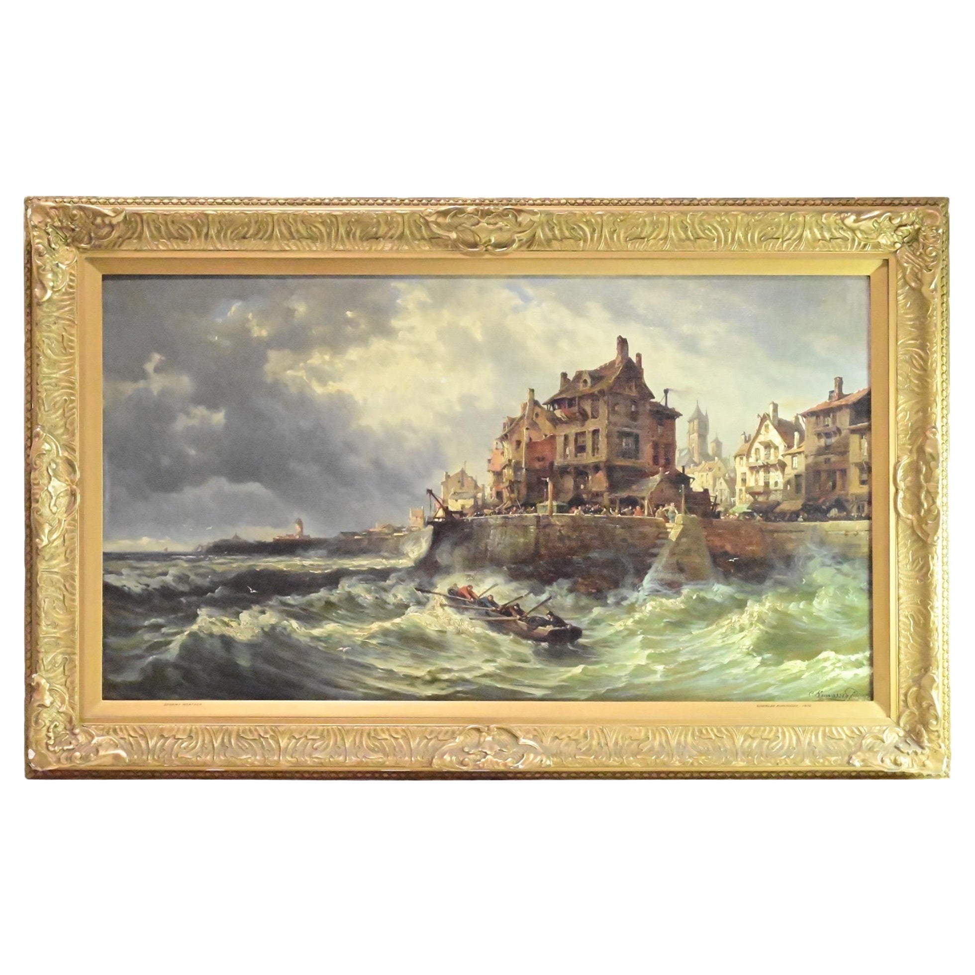Exceptional Charles Euphraise Kuwasseg Large Oil On Canvas Painting For Sale