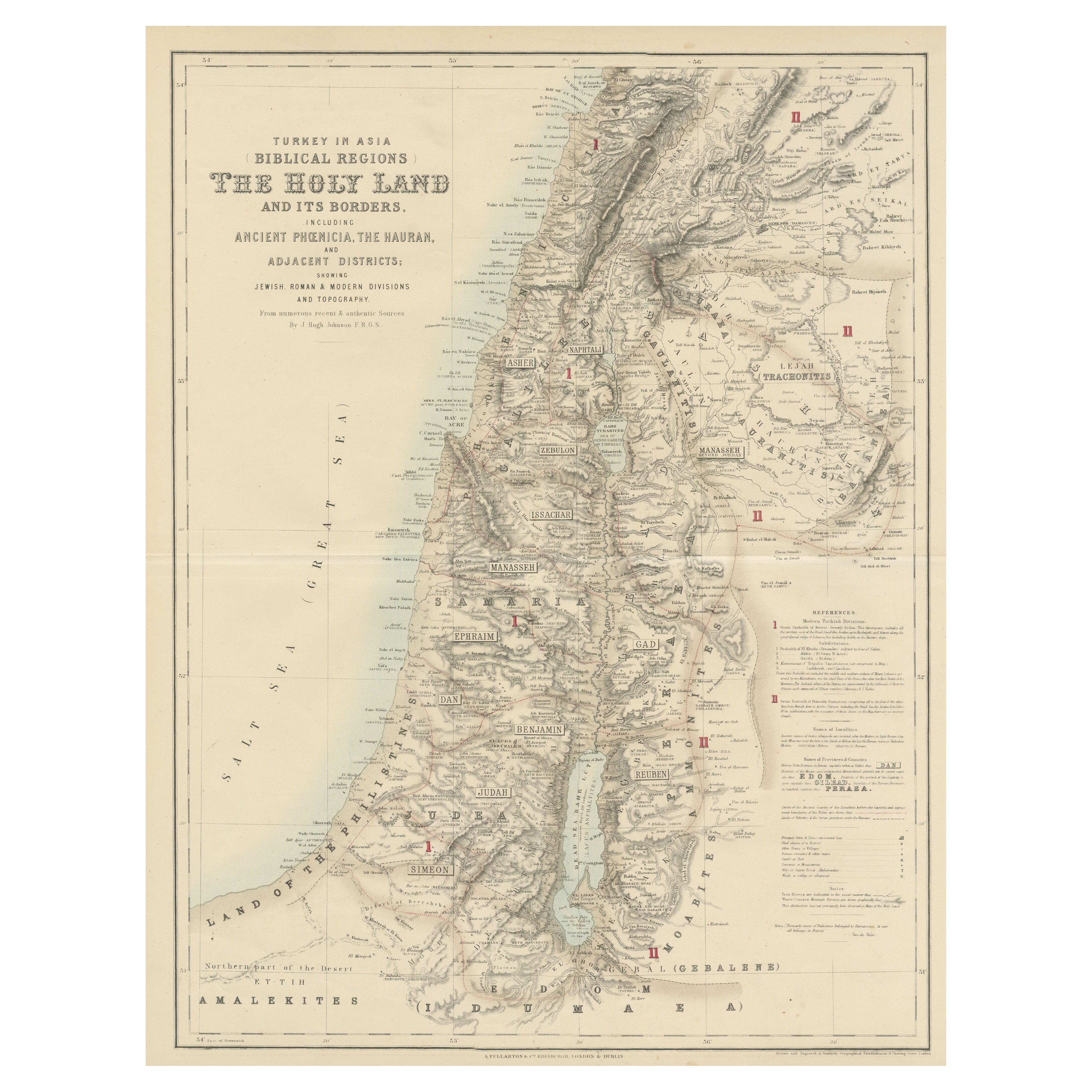 Turkey in Asia: Biblical Regions and the Holy Land from The Royal Atlas (1856) For Sale
