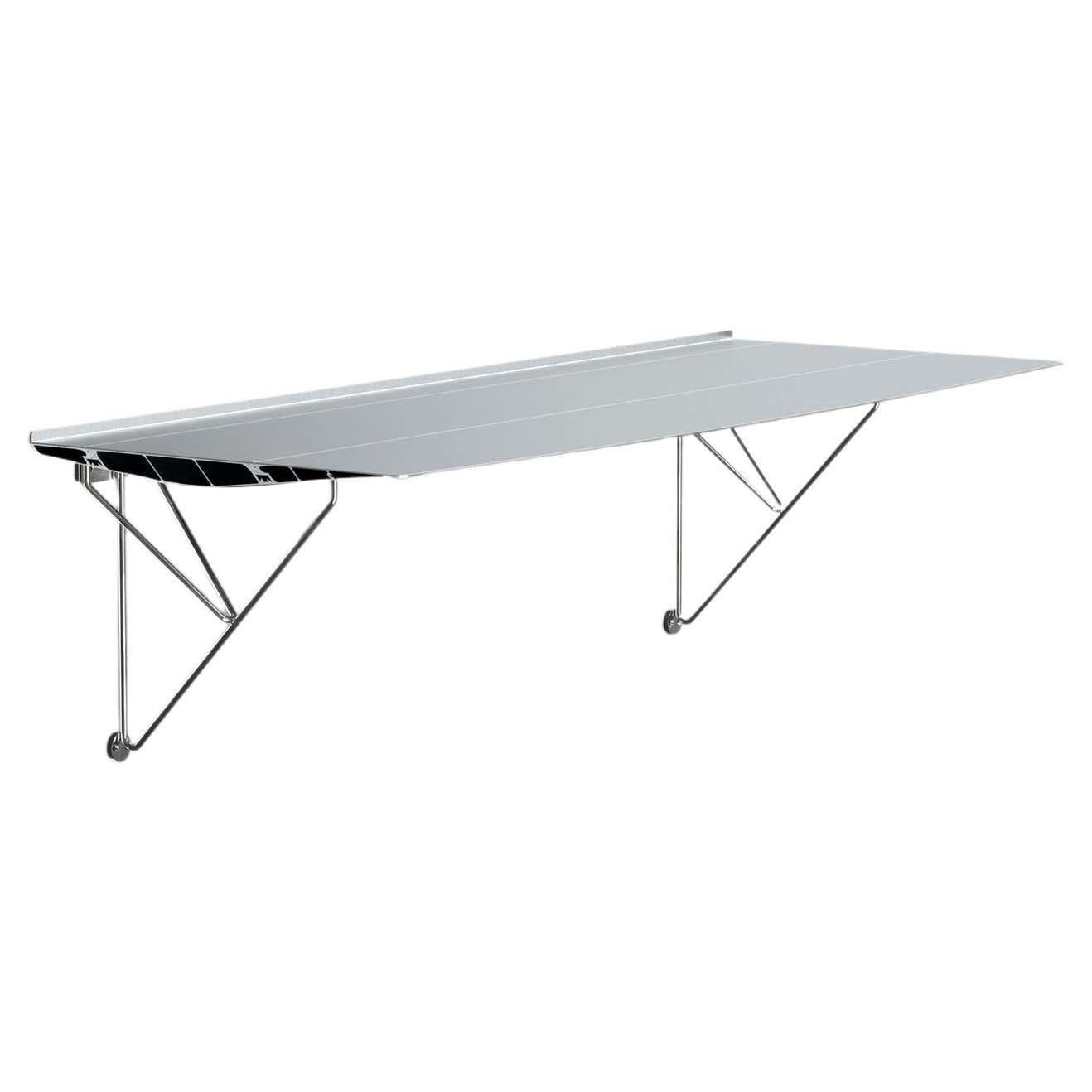 Table B Desk Fixation murale Aluminium Anodisé Silver Top Pieds en acier inoxydable