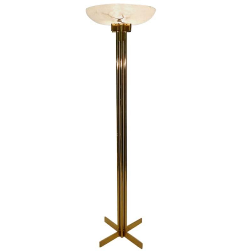 Lampadaire Casella en bronze et albâtre, 1970