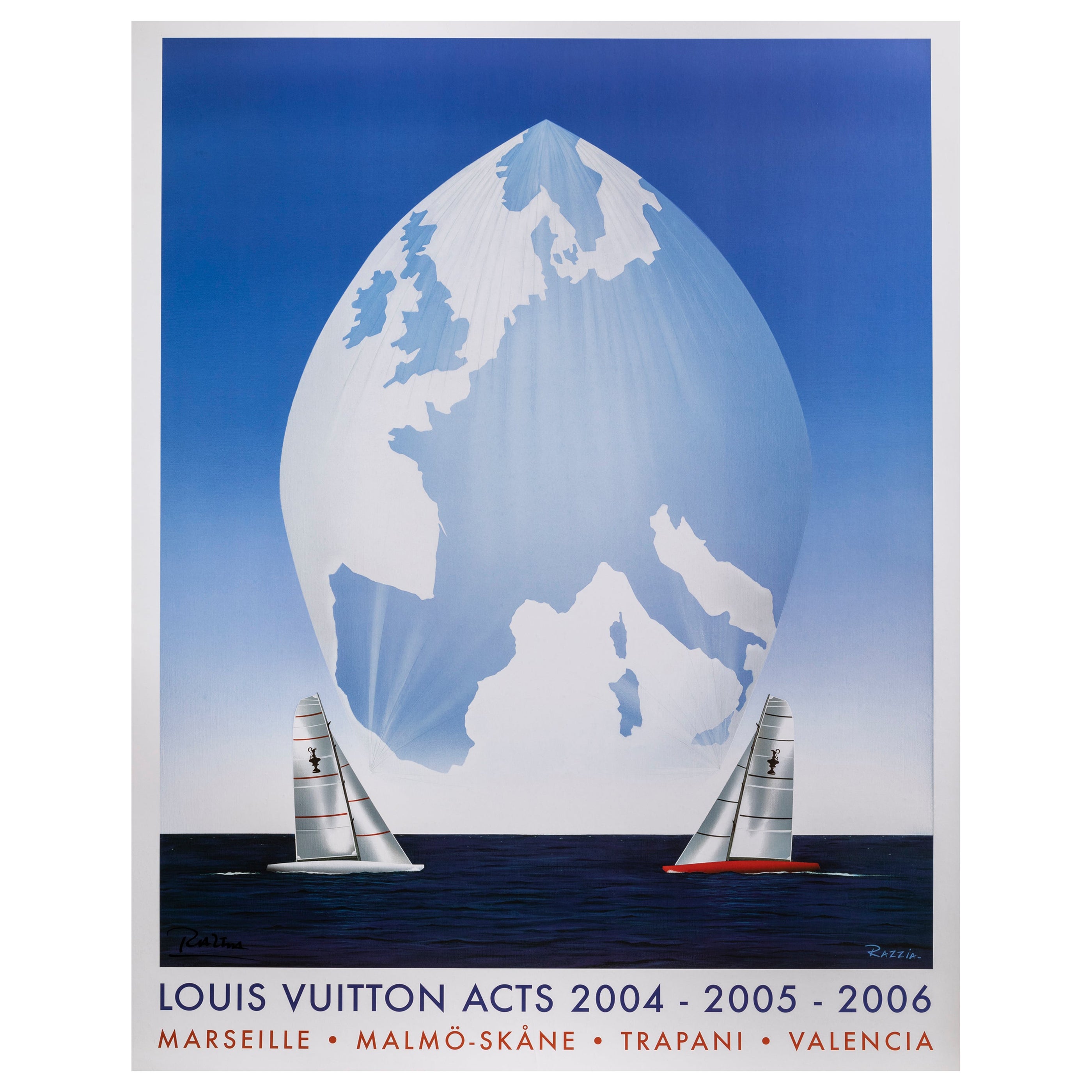 Razzia, Original Louis Vuitton ACTS, Voilier, Bateau, Spinaker de Marseille 2006 en vente