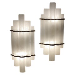 Pair of Brass and Murano Glass Sconces