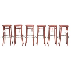 Used Thonet Vienna Walnut 144 Barhocker Stools, Set of 6