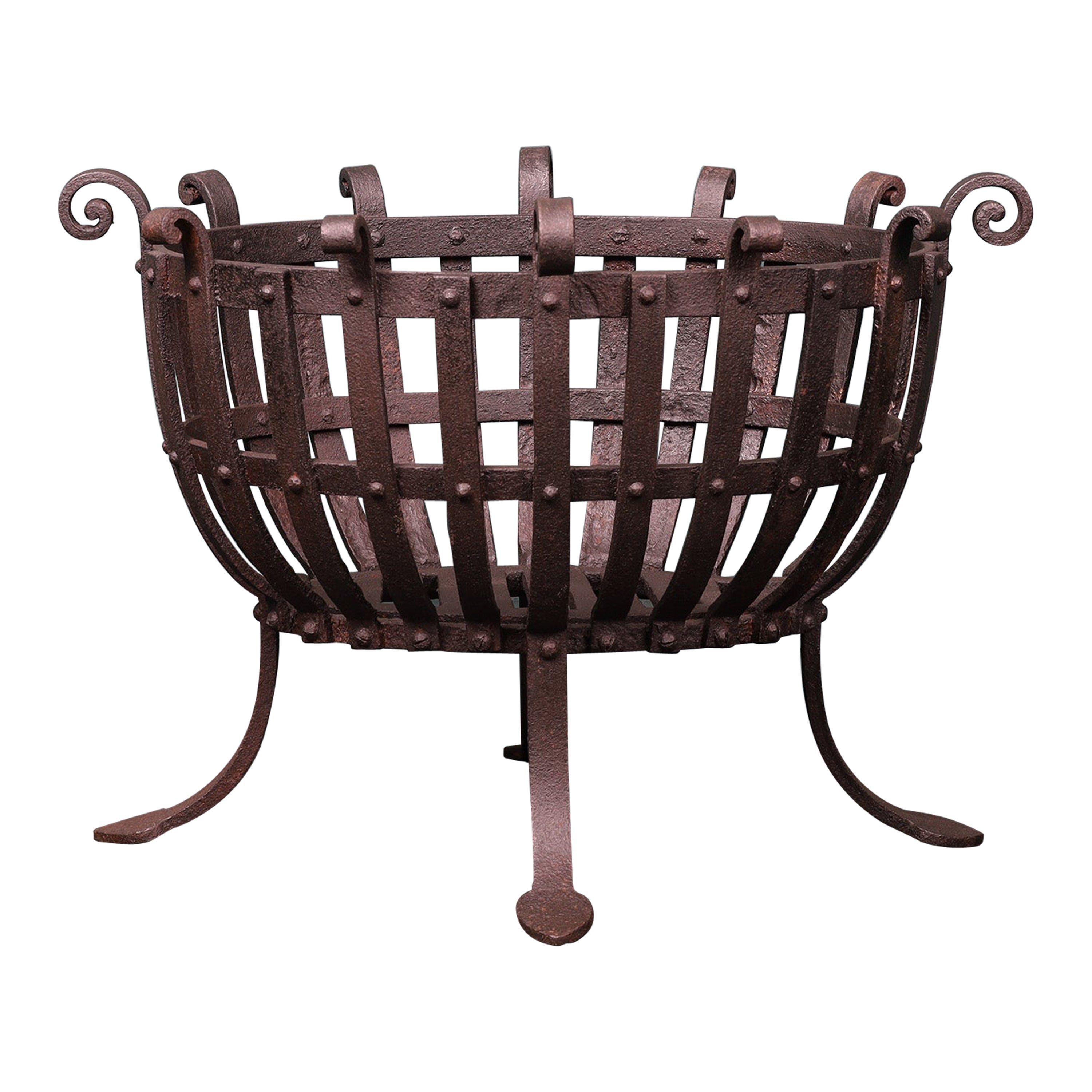 An Oval Wrought Fireplace Fire Basket Garden Brazier For Sale