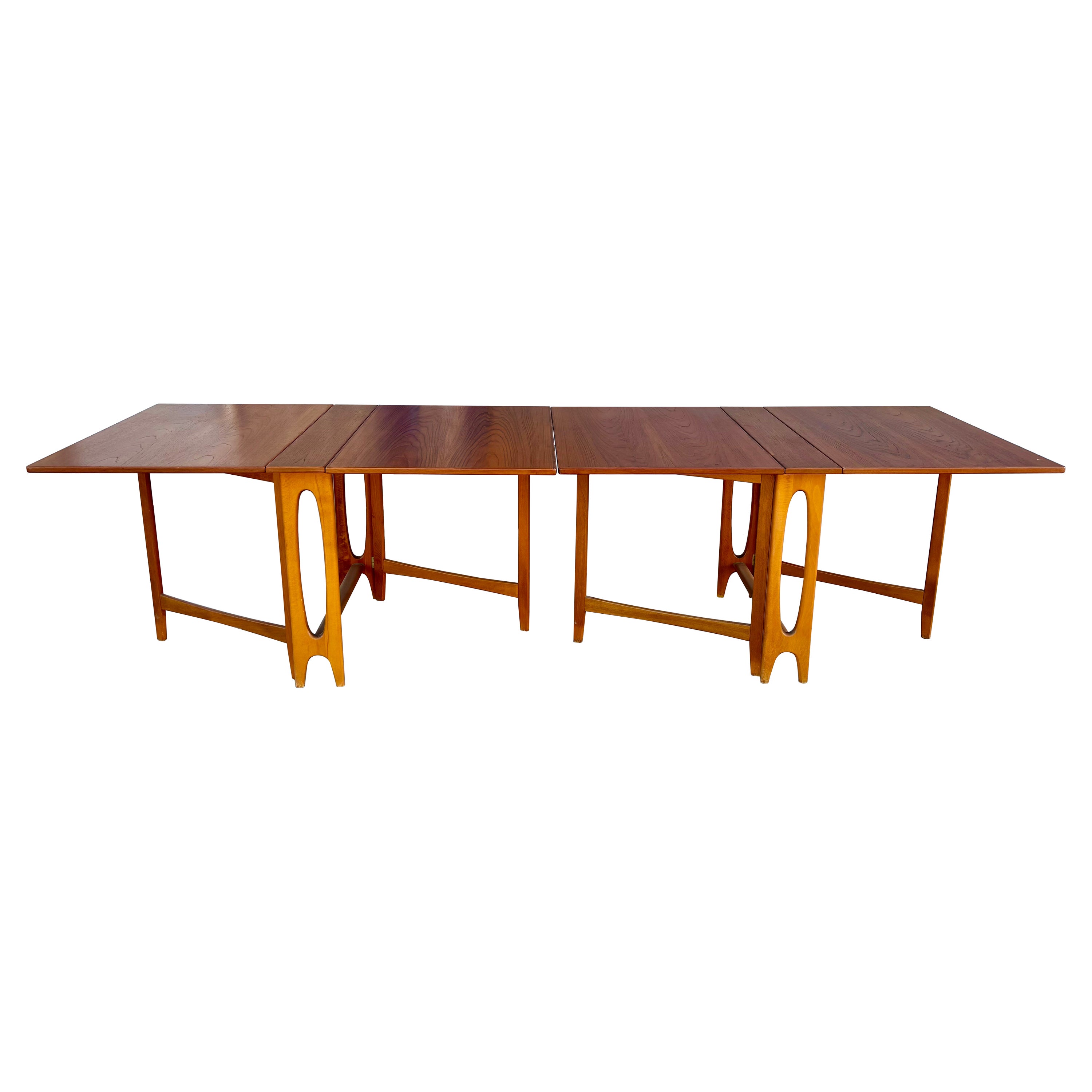 1970 Danish Modern Large Expanding Dining Table - a Pair
