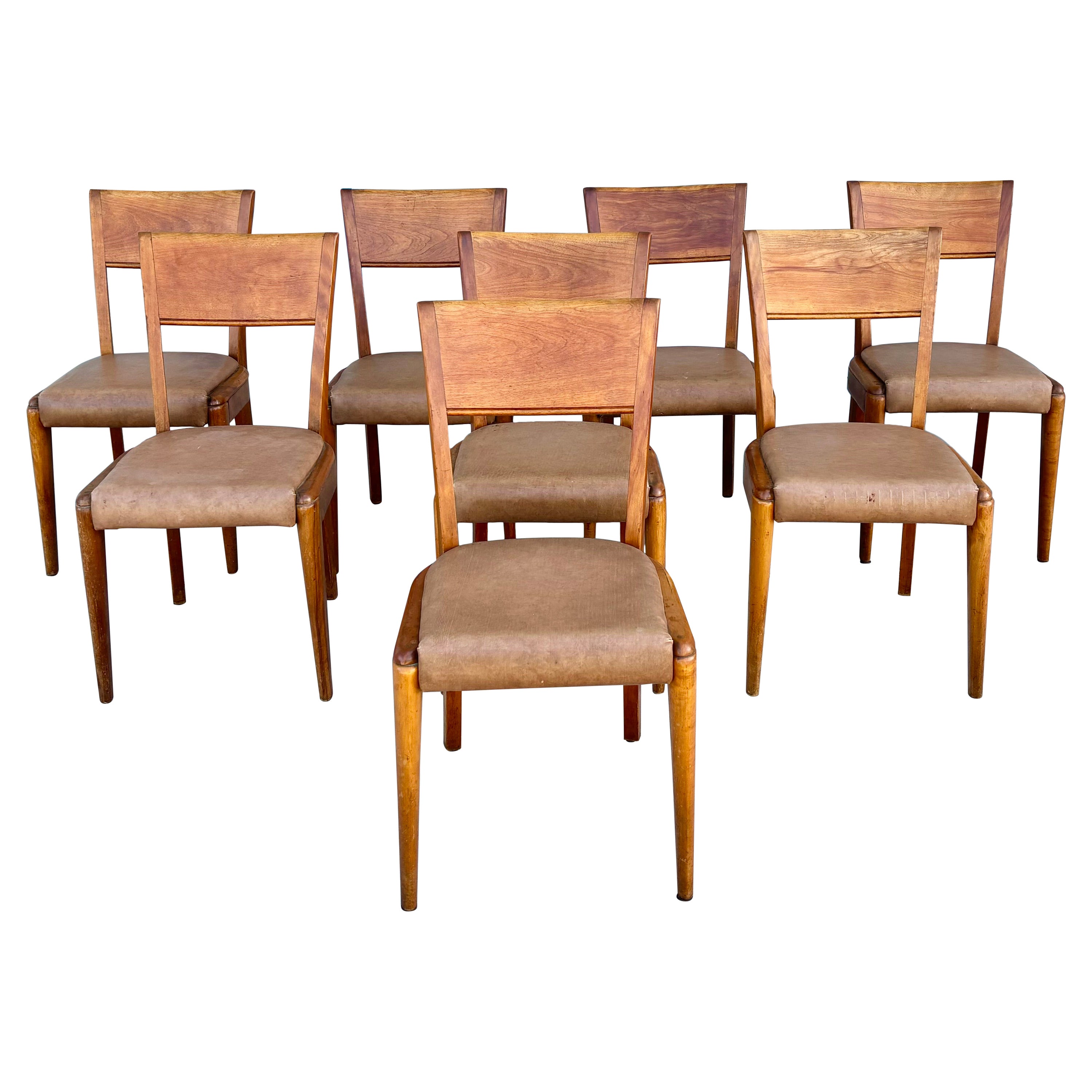 1960s Mid Century Maple Dining Chairs by Heywood Wakefield - Set of 8 For Sale