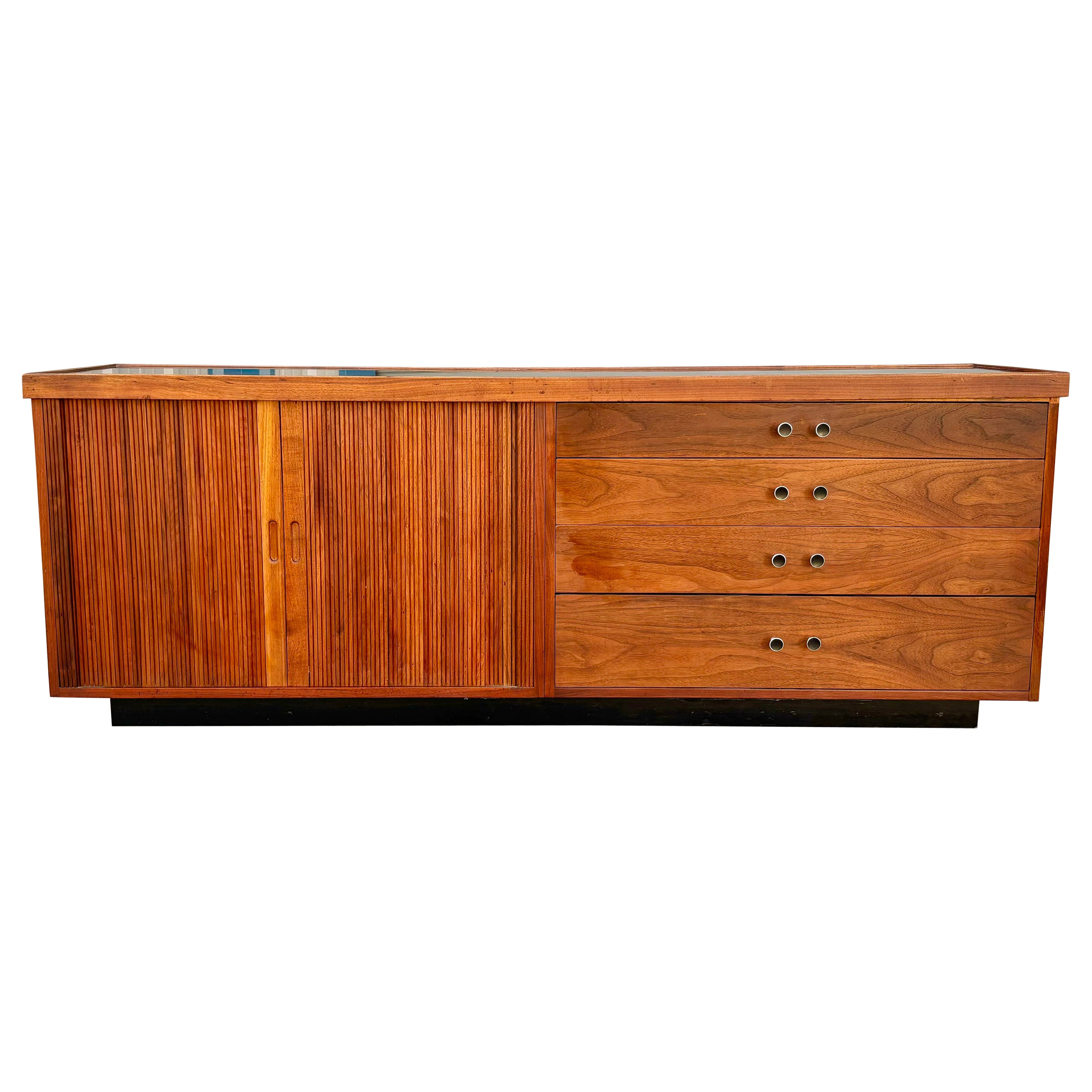 1950s Mid Century Tambour Door Credenza by Glenn of California For Sale