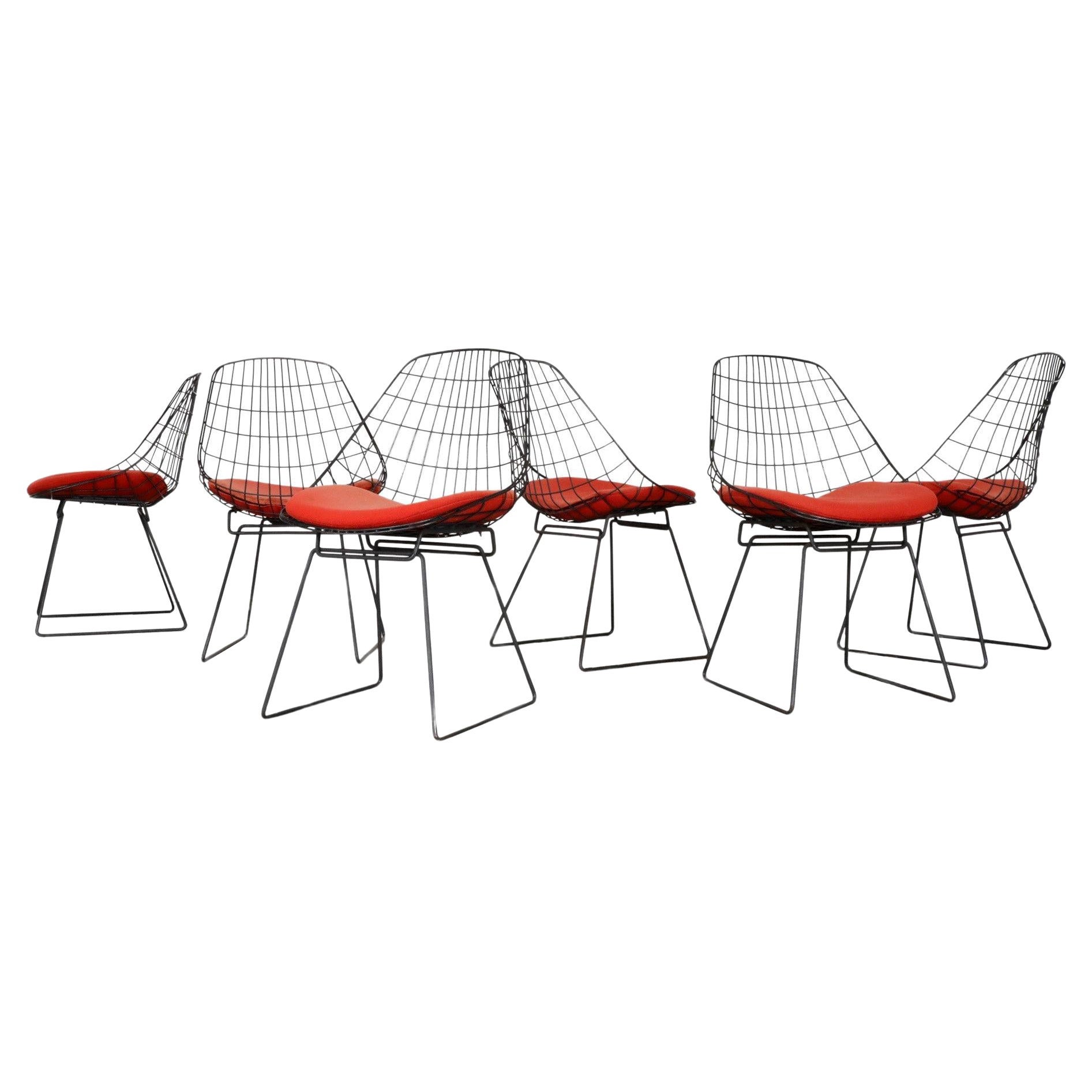 Set of Six Cees Braakman 'SM05' Wire Chairs for Pastoe, 1950s