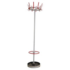 Mid-Century Industrial Red and Gray Coat Rack by Ahrend de Cirkel