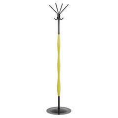 Memphis Style Chartreuse and Black Enameled Metal Standing Coat Tree
