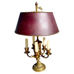 Französische fünfflammige Bouillotte-Lampe aus Bronze