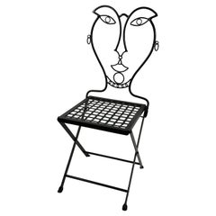 Retro Iron Mexican Folding Patio with Figurative Face Back Rest