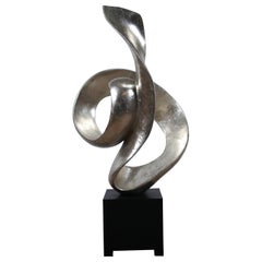 Used Austin Productions Black & Silver Modern Abstract Freeform Art Sculpture 36"