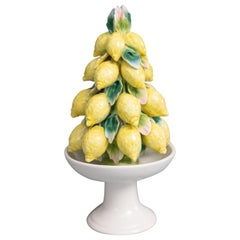 Mid-20th Century Italian Majolica Petite Lemon Topiary