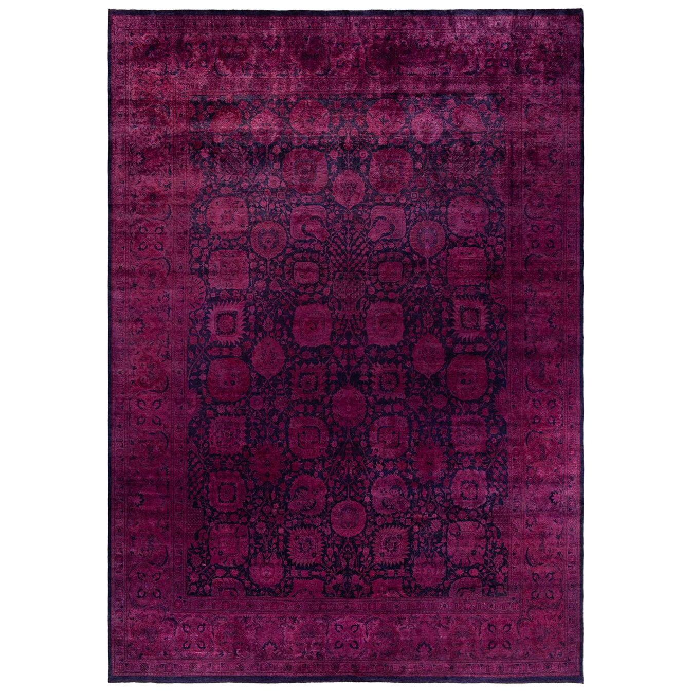 Contemporary Overdyed Hand Knotted Wool Black Area Rug