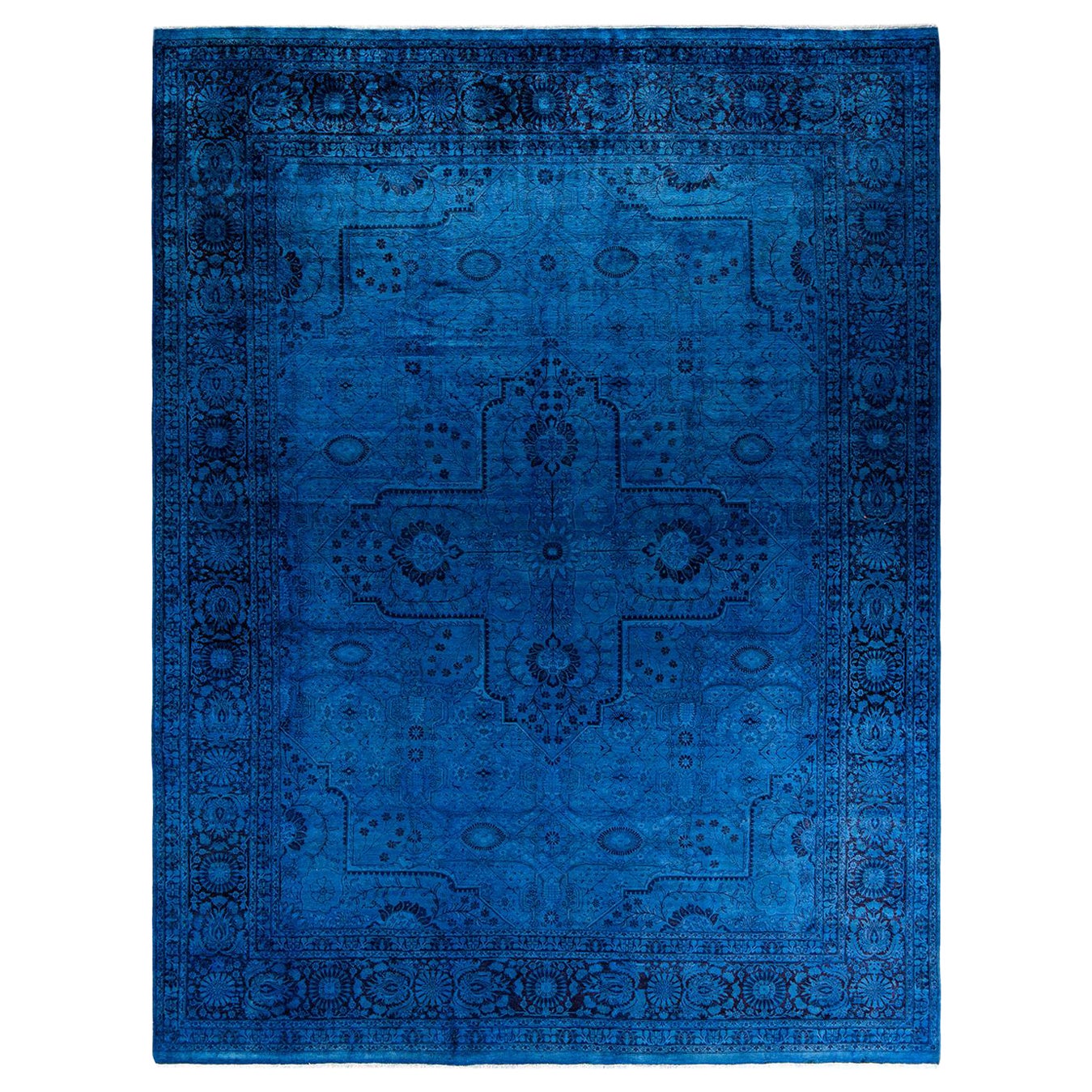 Contemporary Overdyed Hand Knotted Wool Purple Area Rug